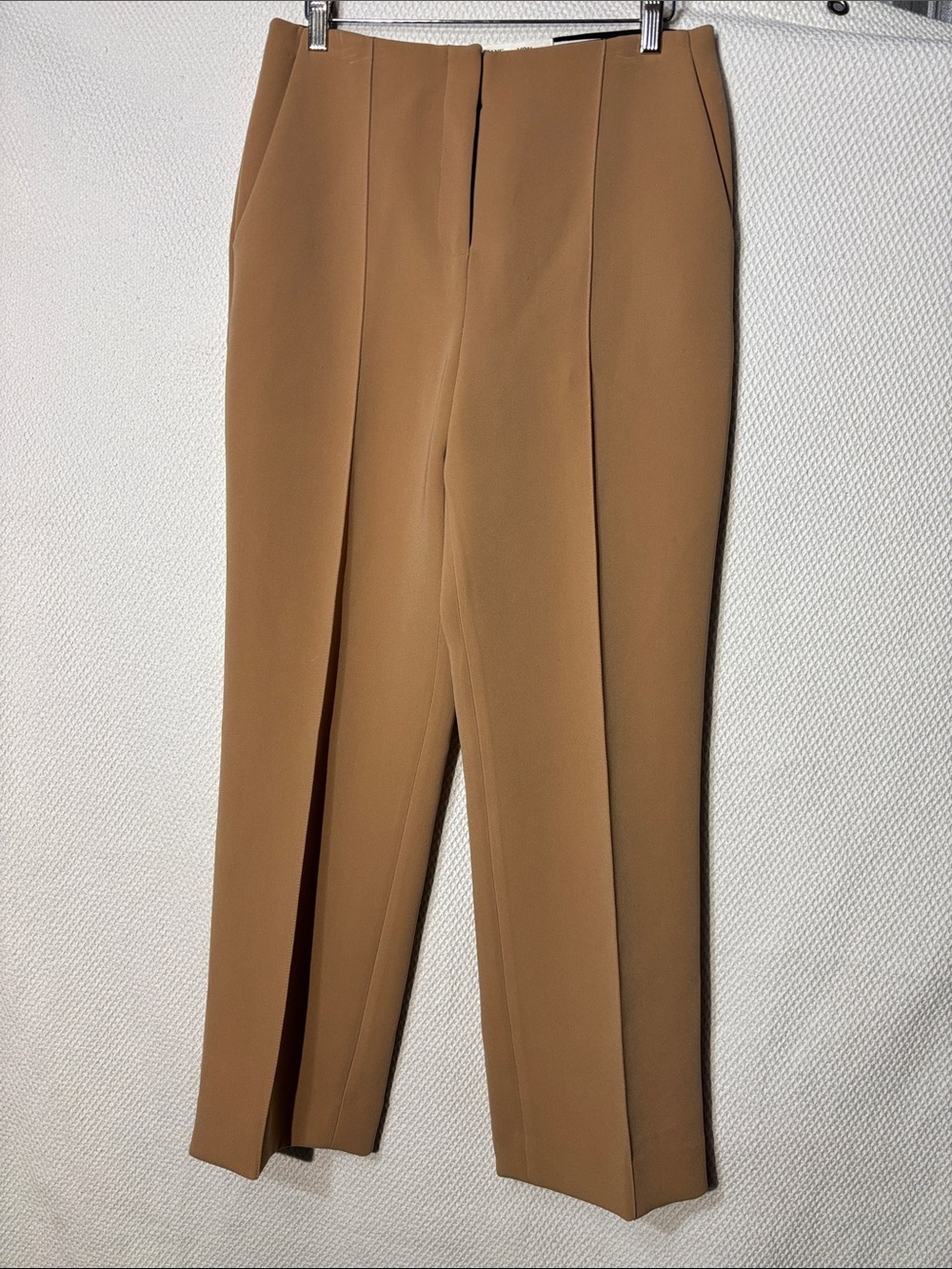 Diane Von Furstenberg Sz 4 Camel Tailored Pintuck Trousers Outer Waistband Free